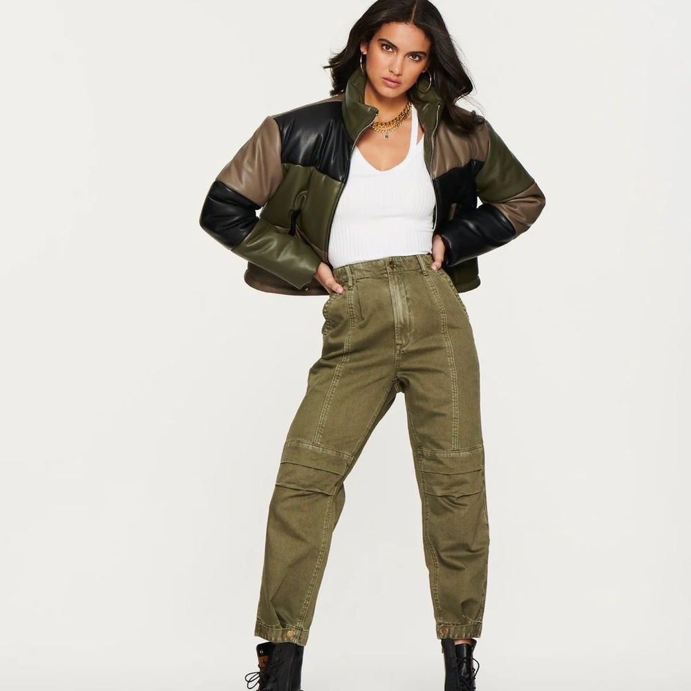 NWT Anthropologie Blue Revival Army Green Utility Denim Jeans Womens 29